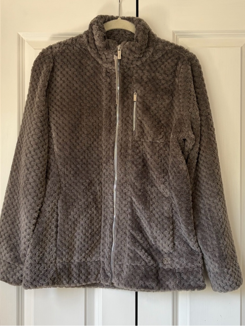 Gray Cozy Plush Calvin Klein Zip-Up Jacket